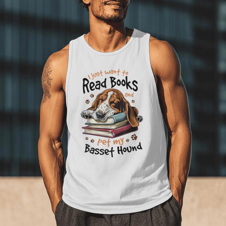 Basset Hound Dog Breed I Just Want To Read Books And Pet My Men Tank Top