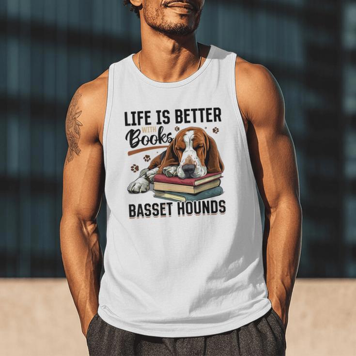 Basset Hound Dog Breed Life Is Better With Books And a For Men Women Girls Kids Men Tank Top