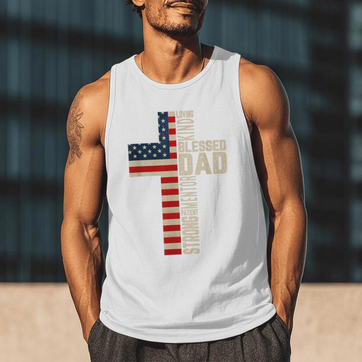Blessed Dad Christian From Daughter Son Jesus Patriotic Men Tank Top