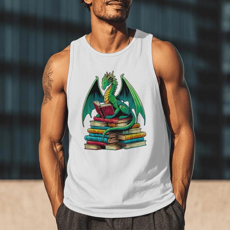 Book Dragon Reading Books Men Tank Top