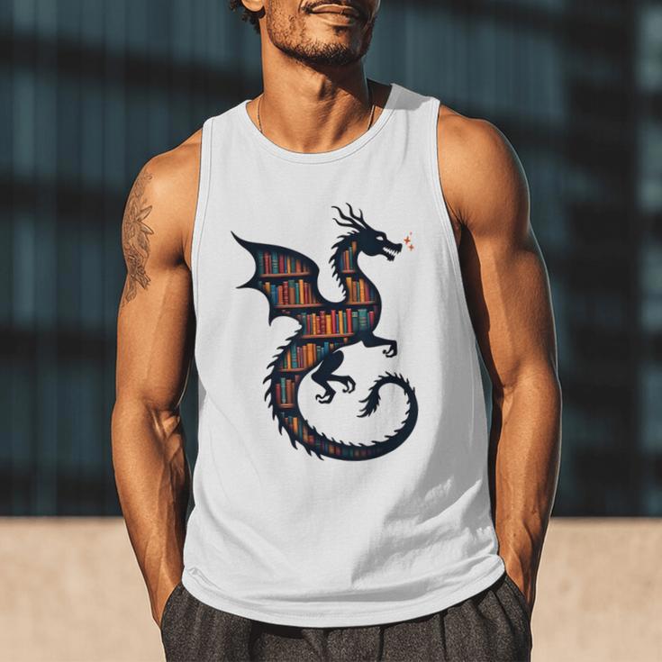 Book Lover Bookworm Reading Books Dragon Men Tank Top