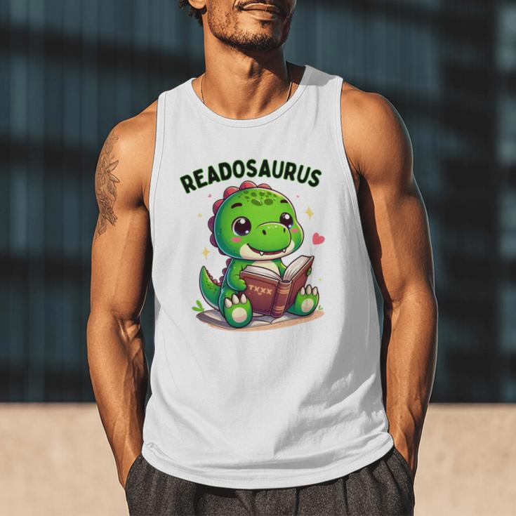 Book Lover Reading Dinosaur Readosaurus Library Men Tank Top