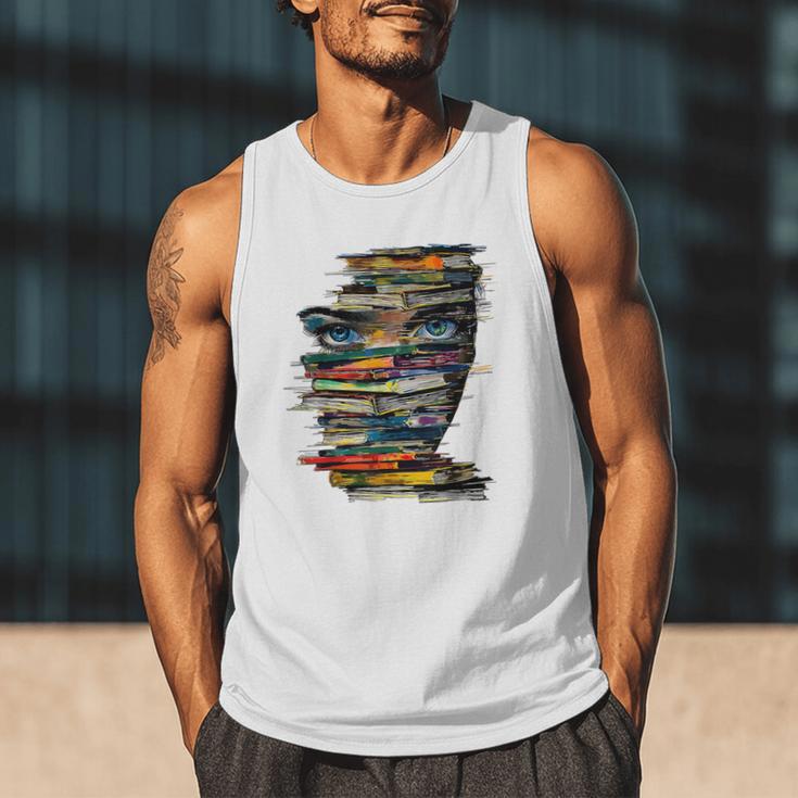 Book Women Graphic Art Colorful Eyes Men Tank Top