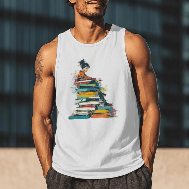 Books Abstract Artist Women Art Painting Books Men Tank Top
