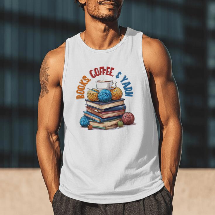 “Books Coffee & Yarn Enthusiast Cozy Reader Men Tank Top