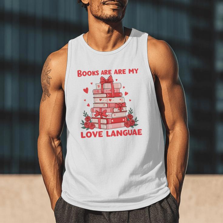 Books Are My Love Language Valentine Book Reading Teacher Men Tank Top