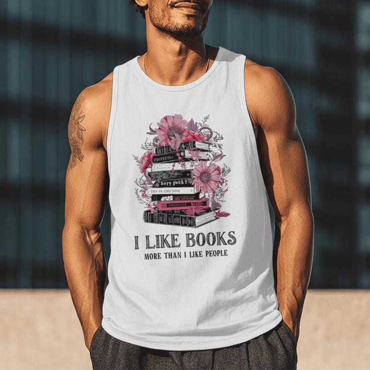 I Like Books More Than I Like People Reader Teacher Bookworm Men Tank Top