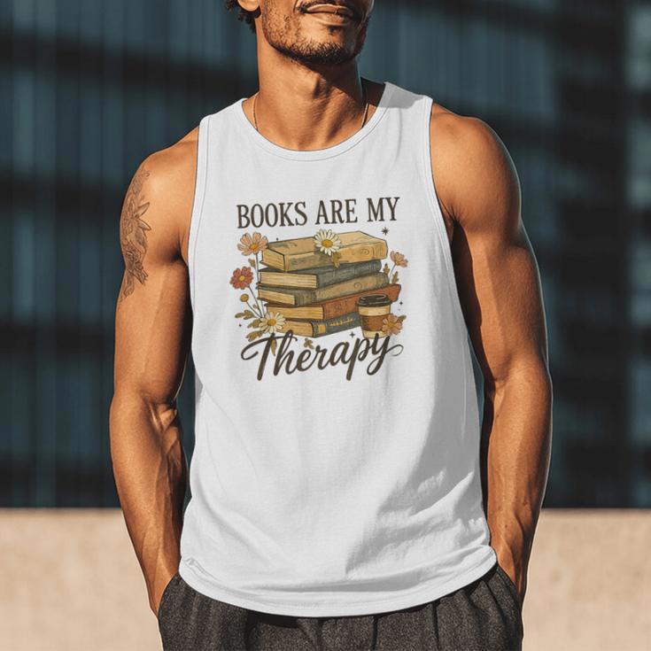 Books Are My Therapy Vintage Book Lover Daisy Art Men Tank Top Books Are My Therapy Vintage Book Lover Daisy Art Men Tank Top
