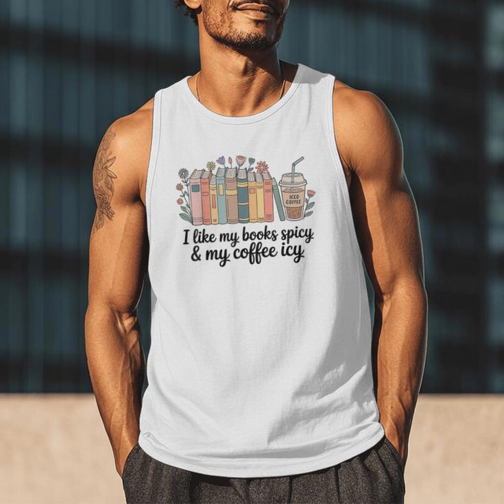 I Like My Books Spicy & My Coffee Icy Lover Bookworm Men Tank Top I Like My Books Spicy & My Coffee Icy Lover Bookworm Men Tank Top
