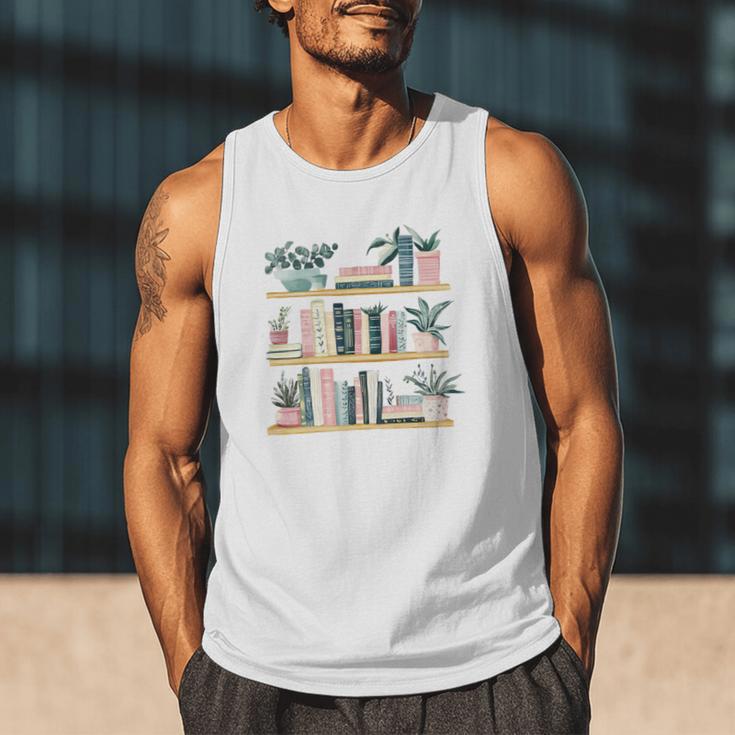 Bookshelves With Books & Plants Premium Men Tank Top