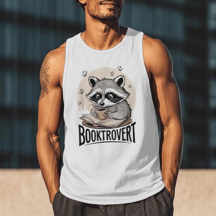 Booktrovert Raccoon Reading And Coffee For Book Lover Men Tank Top Booktrovert Raccoon Reading And Coffee For Book Lover Men Tank Top