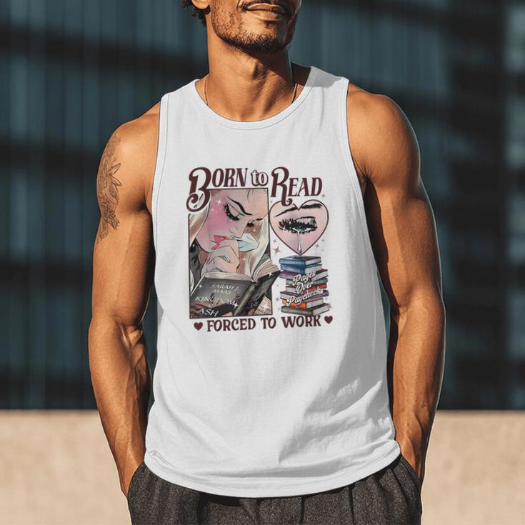 Born To Read Forced To Work Booklover -Adults Book Lovers Casual Grey Small Men Tank Top