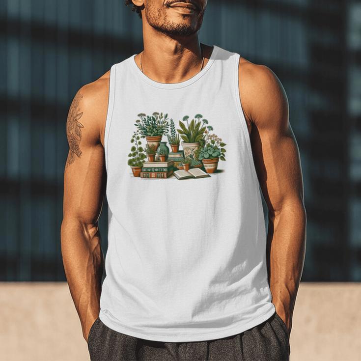 Botanical Garden Plants With Books Men Tank Top Botanical Garden Plants With Books Men Tank Top