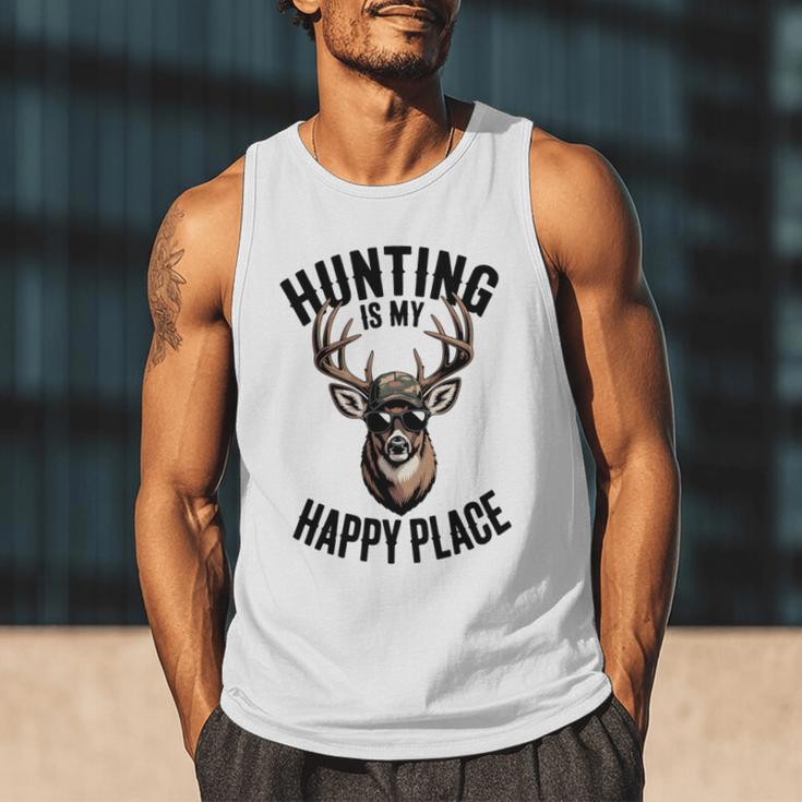 Camo Deer Hunting Is My Happy Place Dad Hunter Men Tank Top