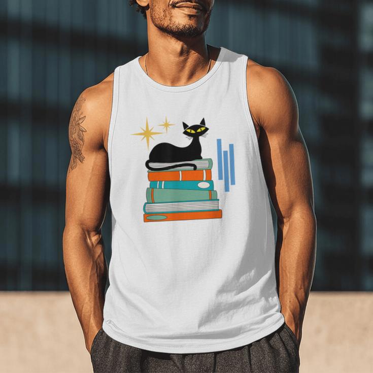 Cat And Books Retro Midcentury Mid Century Aesthetic Men Tank Top Cat And Books Retro Midcentury Mid Century Aesthetic Men Tank Top