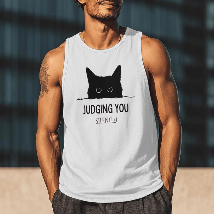 Cat Judging You Silently Cat Mom Dad Premium Tri-Blend Men Tank Top