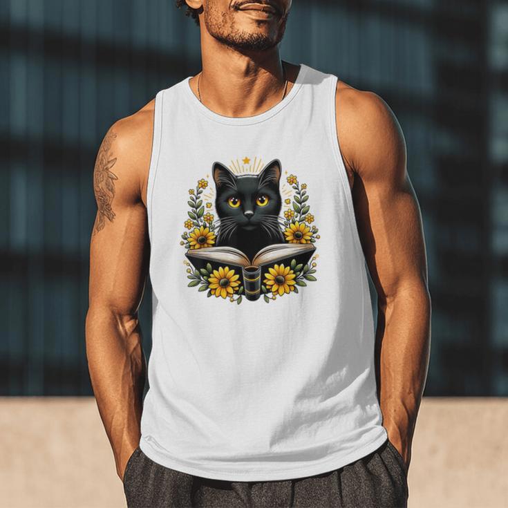 Cat For Women Book Lover Cute Cat And Book Men Tank Top