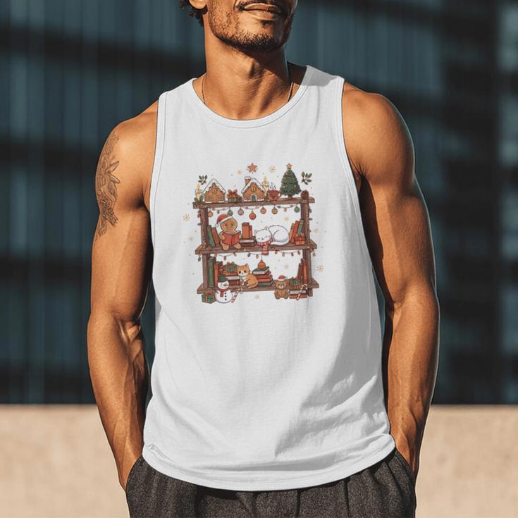 Christmas Cats Bookshelf Gingerbread Men Tank Top Christmas Cats Bookshelf Gingerbread Men Tank Top