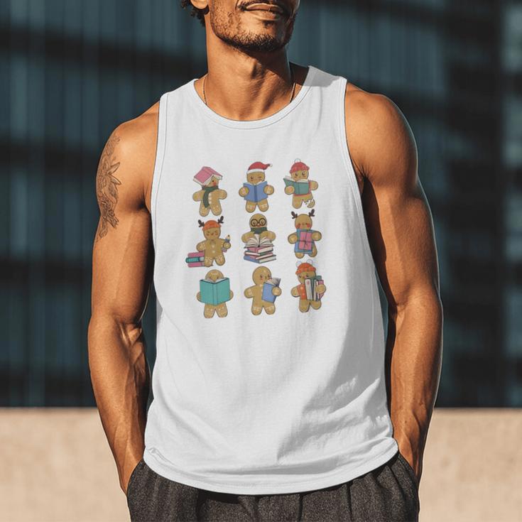 Christmas Library Gingerbread Man Books Lover Bookworm Men Tank Top Christmas Library Gingerbread Man Books Lover Bookworm Men Tank Top