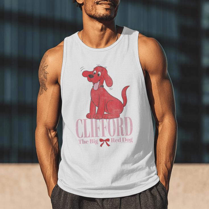 Clifford The Big Red Dog Pink Text With Bow Illustrated Book Men Tank Top