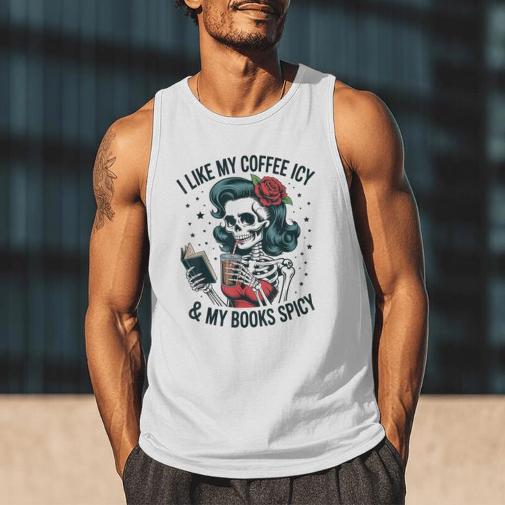 I Like My Coffee ICY & My Books Spicy For Book Lovers Men Tank Top I Like My Coffee ICY & My Books Spicy For Book Lovers Men Tank Top