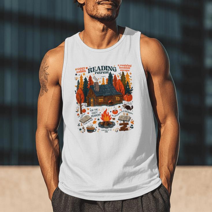 Cozy Reading Cabin Retreat Fall Bookish Autumn Cozy Reader Men Tank Top