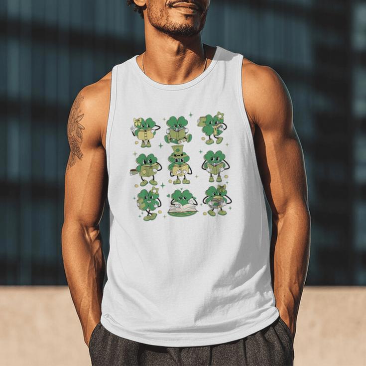Cute Shamrock Reading Books St Patrick's Day Teacher Reading Men Tank Top Cute Shamrock Reading Books St Patrick's Day Teacher Reading Men Tank Top