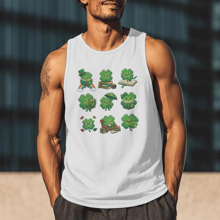 Cute Shamrock Reading St Patricks Day Teacher Book Lovers Men Tank Top Cute Shamrock Reading St Patricks Day Teacher Book Lovers Men Tank Top