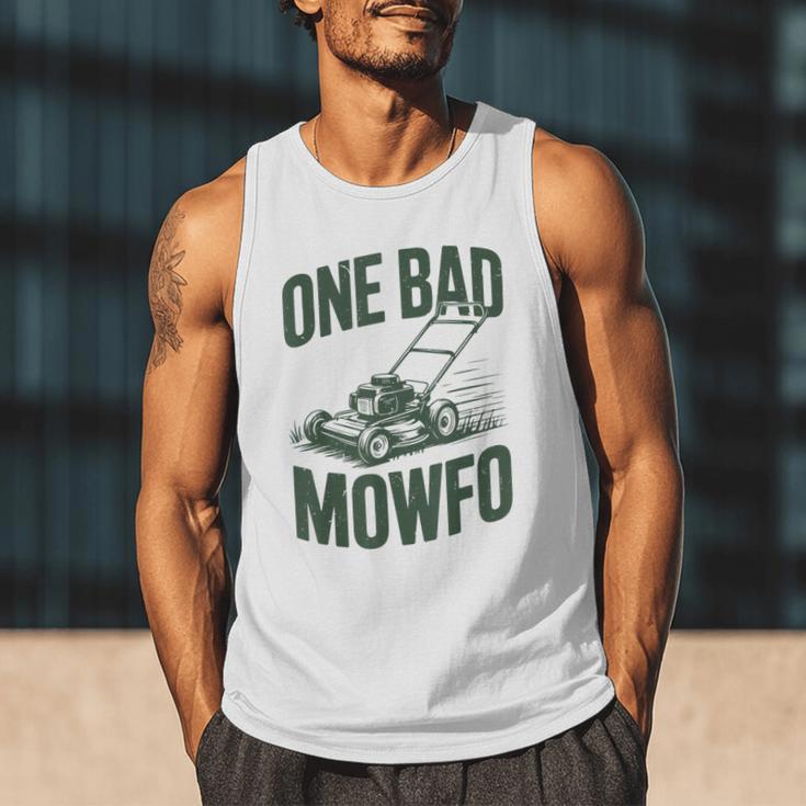 Dad Lawn Mowing One Bad Mowfo Mower Dad Gardening Men Tank Top