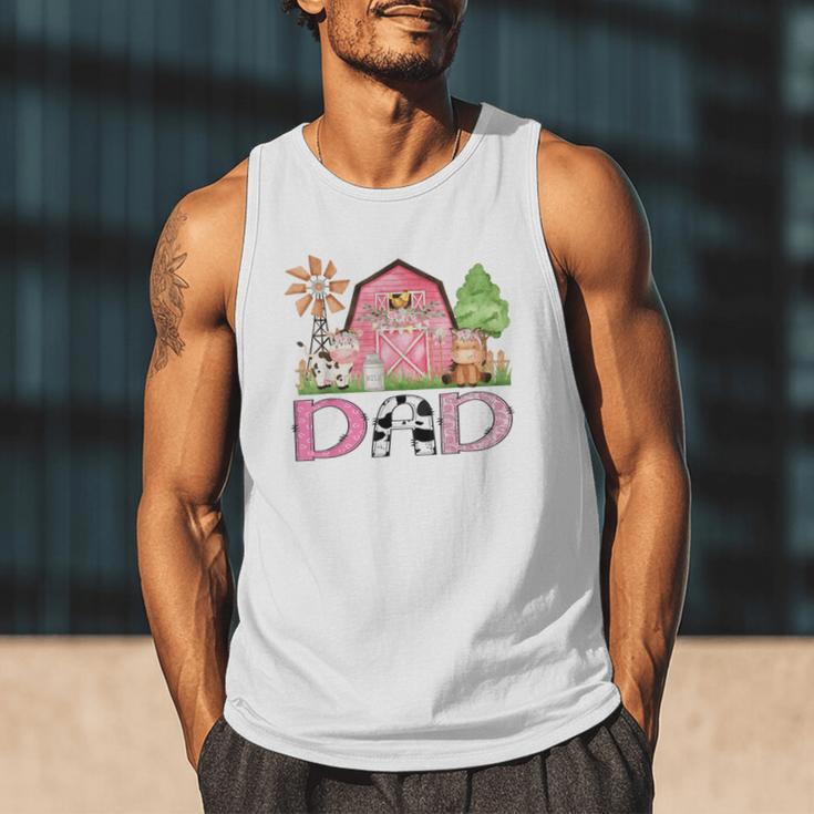 Dad Pink Farm Animal Birthday Kids Matching Family Men Tank Top