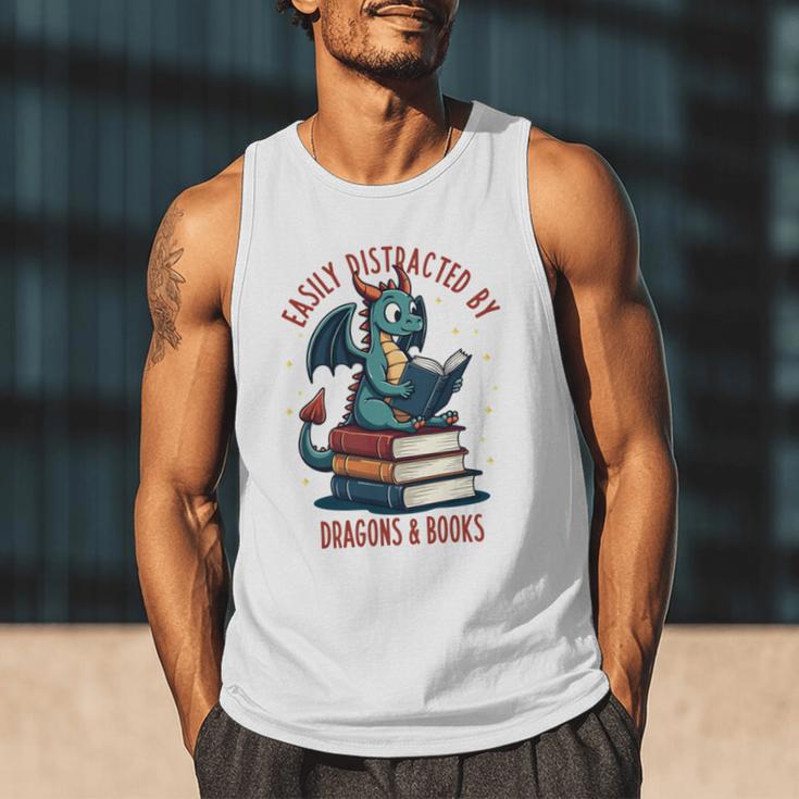 Dark Romance Romantasy Easily Distracted By Dragons & Books Men Tank Top