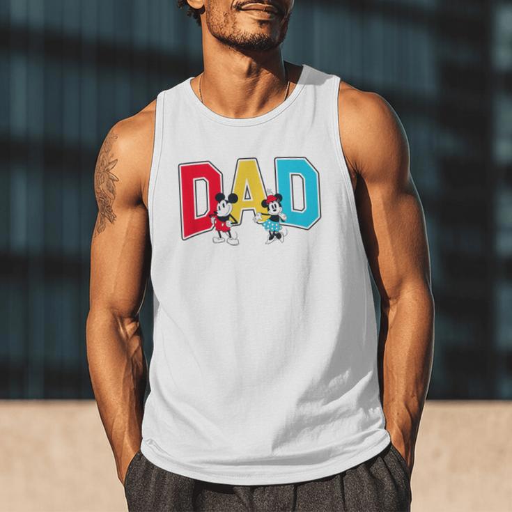 Disney Mickey And Friends Mickey Minnie Dad Collegiate Logo Men Tank Top