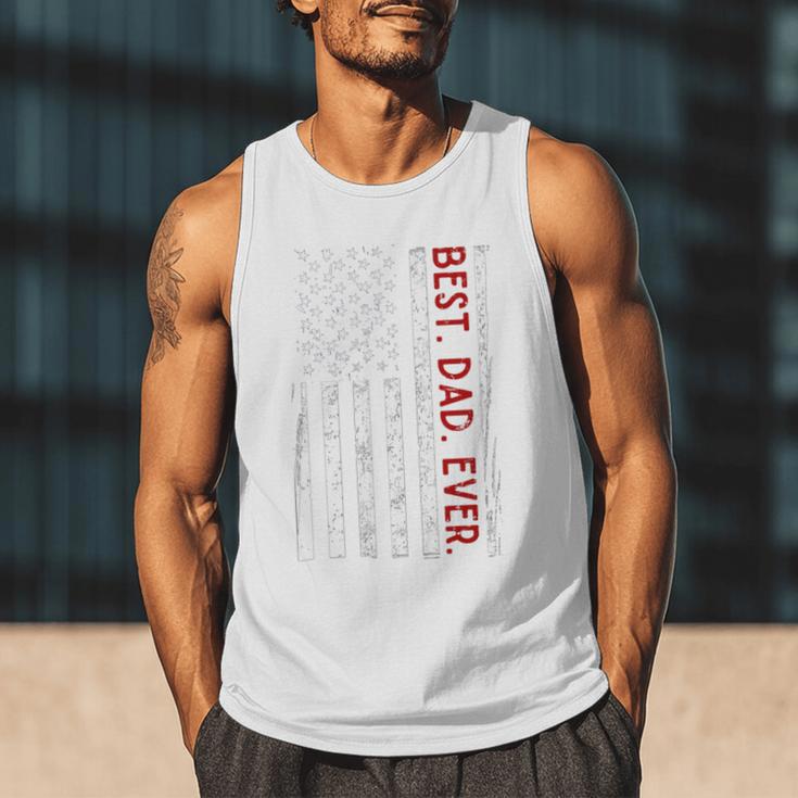 Distressed US American Flag Father Shirt Best Dad Ever Men Tank Top