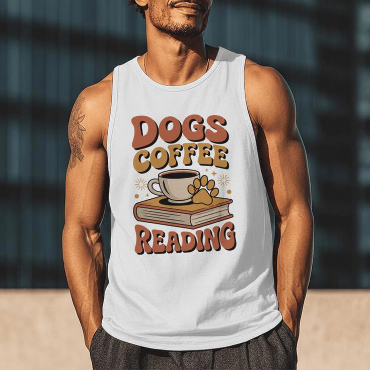 Dogs Coffee Reading Book Lover Men Tank Top