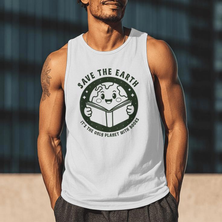 Earth Day 2025 Save Earth It´s Only Planet With Books Reader Men Tank Top