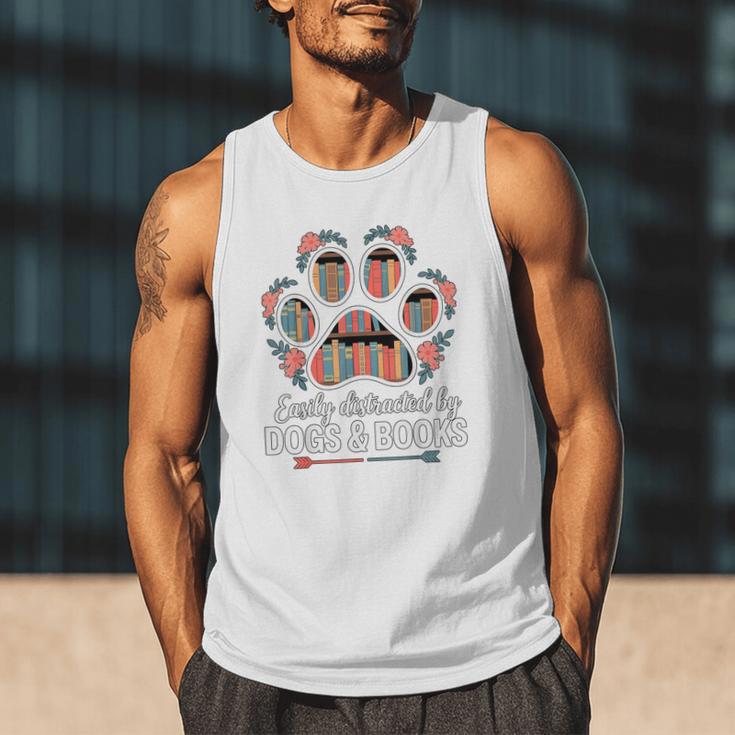 Easily Distracted By Dogs And Books Reading Men Tank Top
