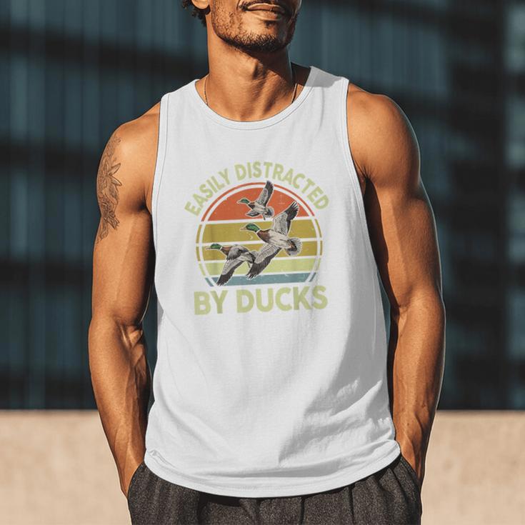 Easily Distracted Duck Hunting Dad Hunter Son Daughter Men Tank Top
