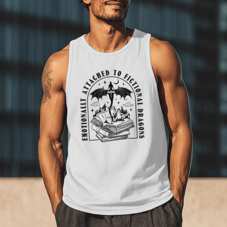 Emotionally Attached To Fictional Dragons Books Lover Men Tank Top
