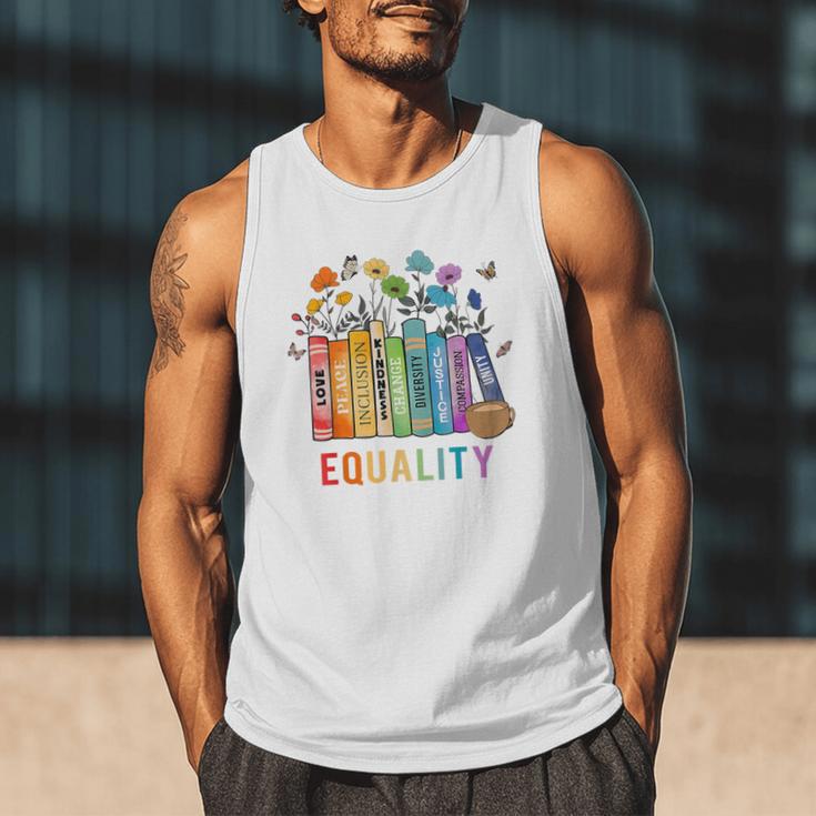 Equal Rights Book Flower Equality Peace Love Kindness Book Men Tank Top