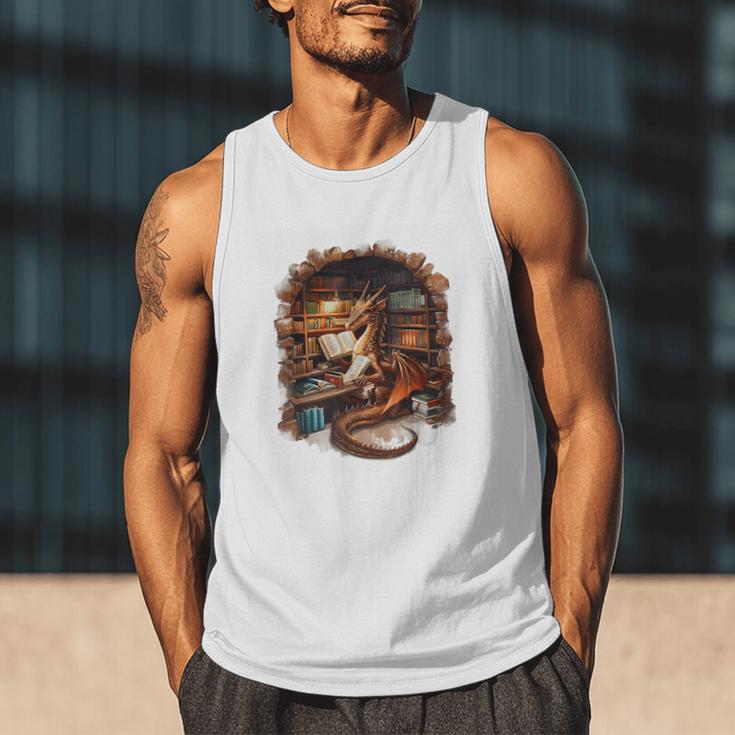 Fantasy Dragon Reading Book Lover Men Tank Top Fantasy Dragon Reading Book Lover Men Tank Top