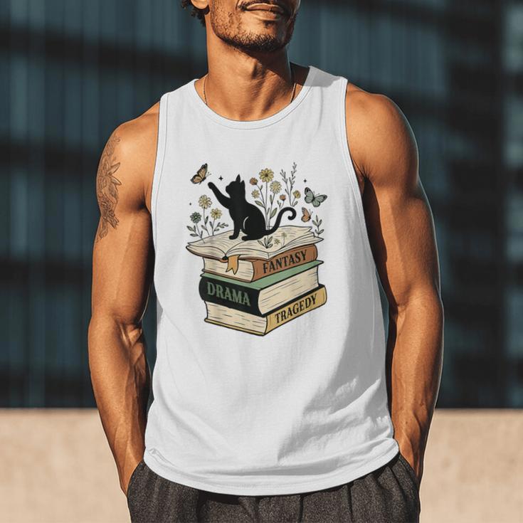 Fantasy Drama Tragedy Cat Book Lover Reading Humor Men Tank Top Fantasy Drama Tragedy Cat Book Lover Reading Humor Men Tank Top