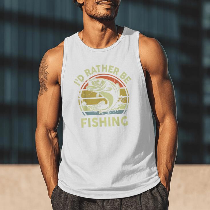 Fishing I'd Rather Be Fishing Bass Fish Dad Jokes Men Tank Top