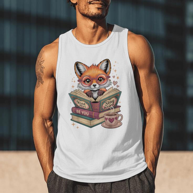Fox Read Books Be Kind Stay Weird Reader Cute Nerd Bookworm Men Tank Top Fox Read Books Be Kind Stay Weird Reader Cute Nerd Bookworm Men Tank Top