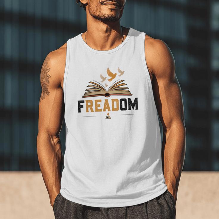 Freadom Anti Banned Books Lovers Reading Librarian Bookworm Men Tank Top