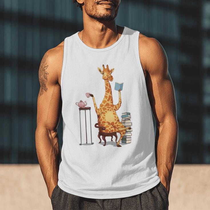 Giraffe Reading Tea Books Coffee Book Lover Graphic Men Tank Top Giraffe Reading Tea Books Coffee Book Lover Graphic Men Tank Top