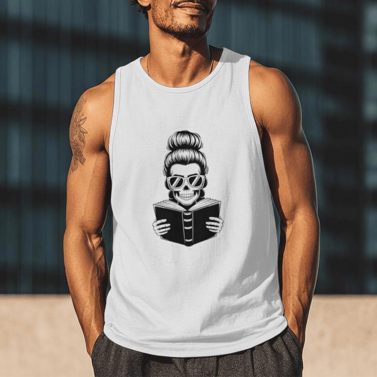 Good Girls Read Bad Books Skeleton Men Tank Top