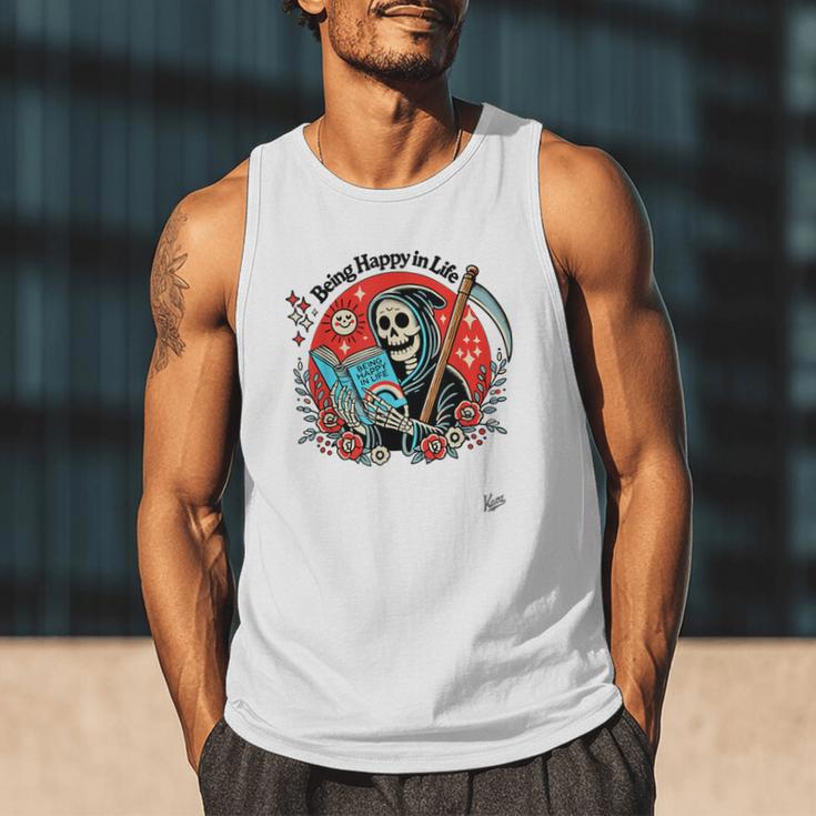 Grim Reaper Reads a Book Men Tank Top