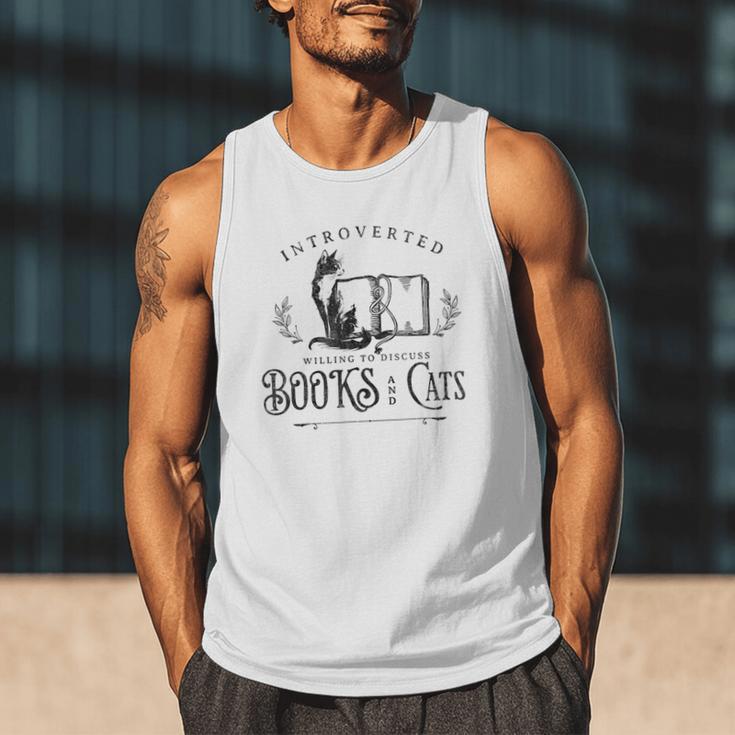 Introverted But Willing To Discuss Cats And Books Men Tank Top