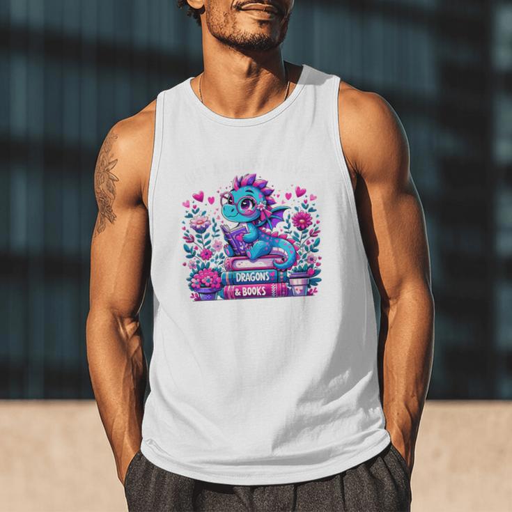 Just A Girl Who Loves Dragons And Books Cute Dragon Reading Premium Tri-Blend Men Tank Top