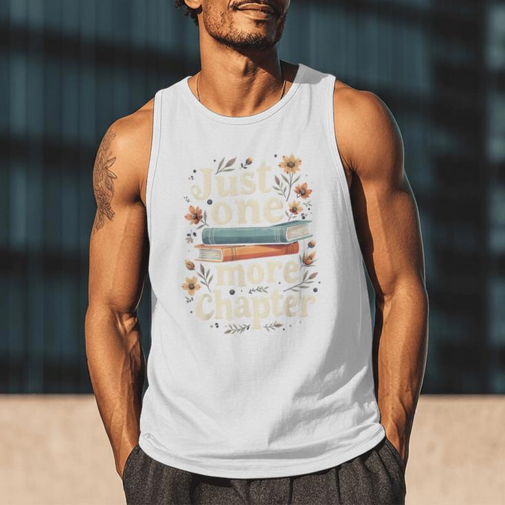 Just One More Chapter Book Reading Floral Teacher Book Lover Men Tank Top